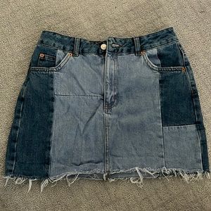 Topshop Moto Patchwork Jean skirt